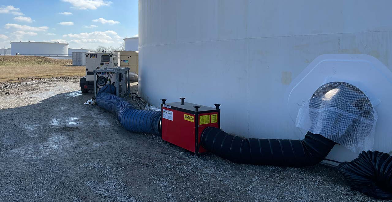 High-capacity industrial ventilation system at REIC Specialty Rentals site.